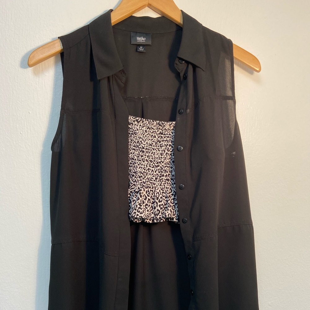 Black chiffon blouse.